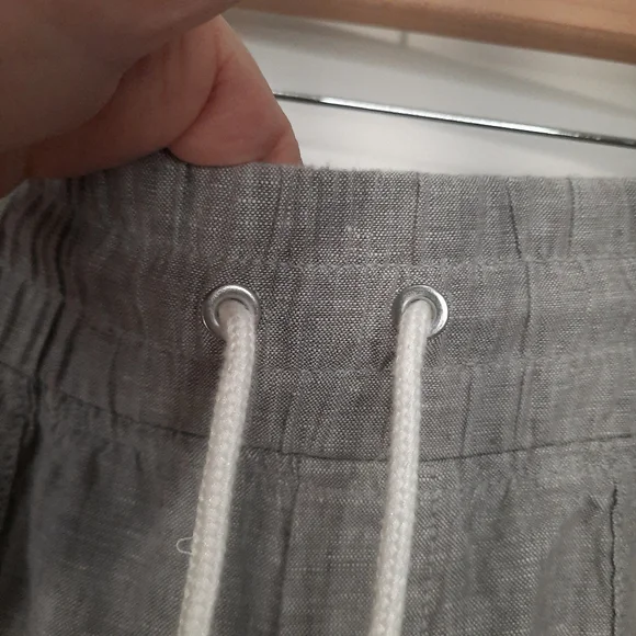 Athleta Cabo Linen Wide Leg Pants Pull On Elastic Waist Womens Size 6T Coastal - Picture 4 of 15